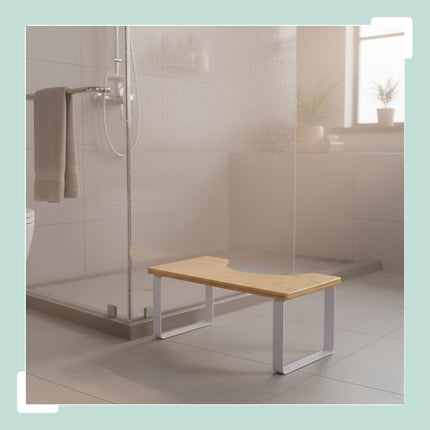 Toilettenhocker, Bambus & Metall, rutschfest