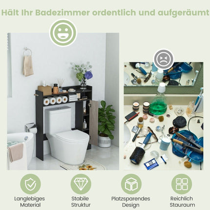 Toilettenschrank, Badezimmer-Aufbauschrank mit verstellbaren Regalen, Toilettenständer
