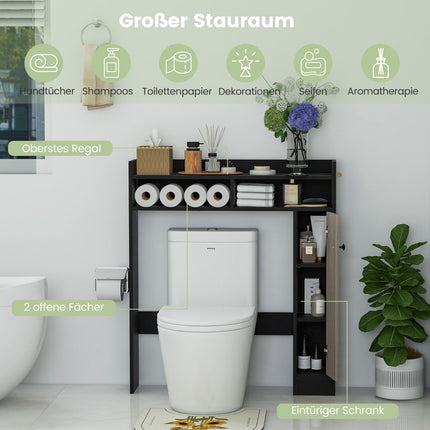 Toilettenschrank, Badezimmer-Aufbauschrank mit verstellbaren Regalen, Toilettenständer