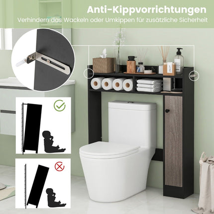 Toilettenschrank, Badezimmer-Aufbauschrank mit verstellbaren Regalen, Toilettenständer
