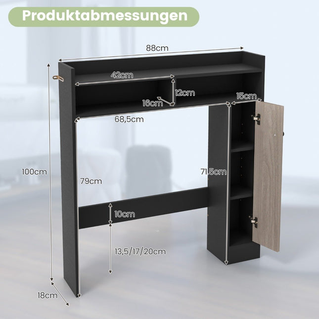 Toilet cabinet, bathroom overmount cabinet with adjustable shelves, toilet stand