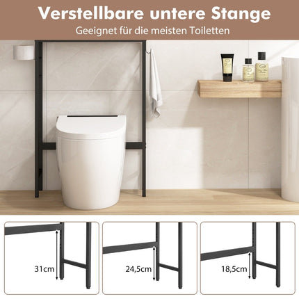 Toiletkast vrijstaand toiletplank met 2 deuren & 2 haken 63 x 23 x 165,5 cm wit