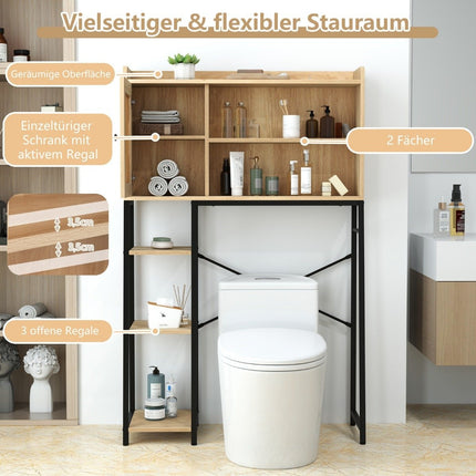 Toilettenschrank mit PE-Rattantür Toilettenregal mit verstellbarem Boden natur
