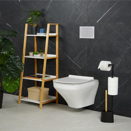 Chaise de toilette en bambou et acier inoxydable