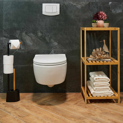 Chaise de toilette en bambou et acier inoxydable