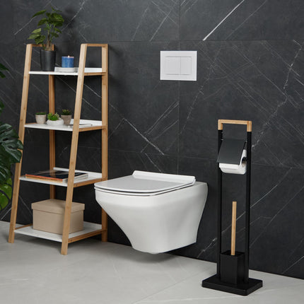 Toilettenstuhl aus Bambus und Edelstahl