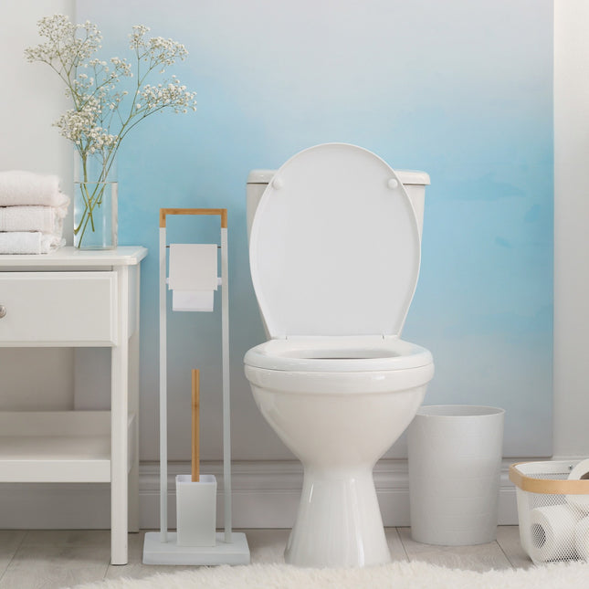 Toilettenstuhl aus Bambus und Edelstahl