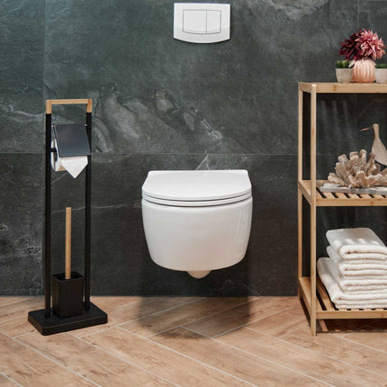 Toilettenstuhl aus Bambus und Edelstahl