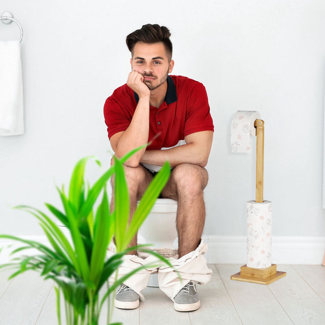 Toilet paper holder in bamboo Standing