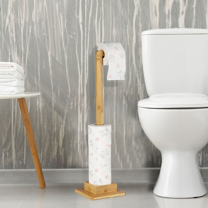 Toilettenpapierhalter aus Bambus stehend