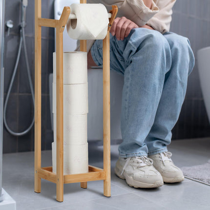 Toilet paper holder in bamboo Standing