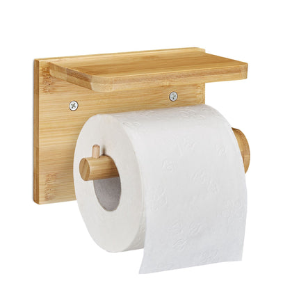 Toilet paper holder with shelf