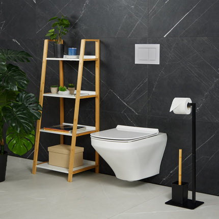Abattant de toilette en bambou et acier inoxydable