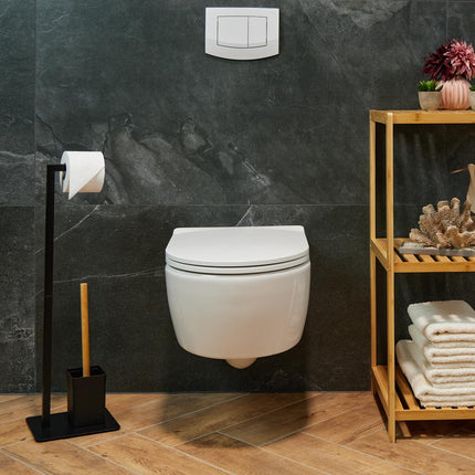 Abattant de toilette en bambou et acier inoxydable