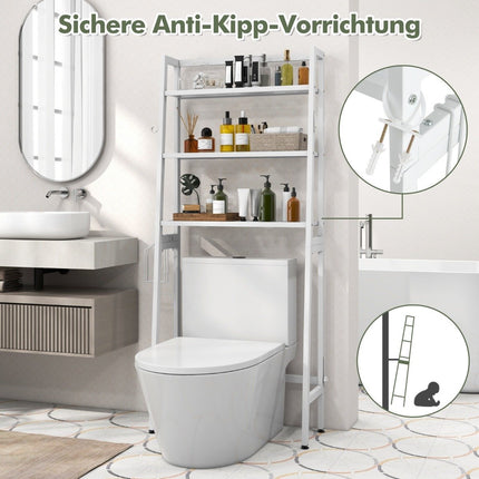 Étagère de toilette sur pied avec étagères réglables 65 x 28 x 159 cm blanc