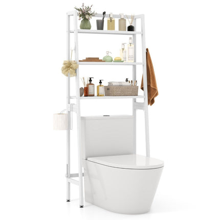 Étagère de toilette sur pied avec étagères réglables 65 x 28 x 159 cm blanc