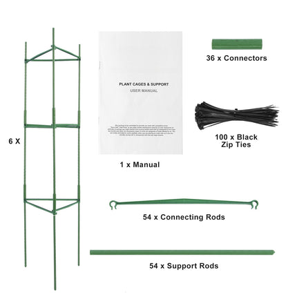 Tomato Cages 6-Pack, 48-Inch Stackable Plant Supports