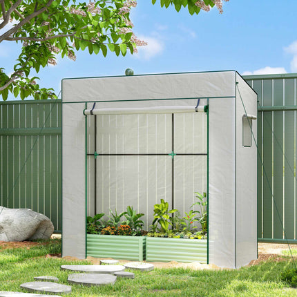 Tomatengewächshaus mit aufrollbarer Tür, 196 x 77 x 197 cm