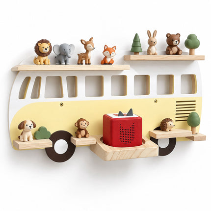 Toniebox Wall Shelf in Bus Design for Up to 25 Tonies, Magnetic, Yellow
