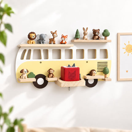 Toniebox Wall Shelf in Bus Design for Up to 25 Tonies, Magnetic, Yellow