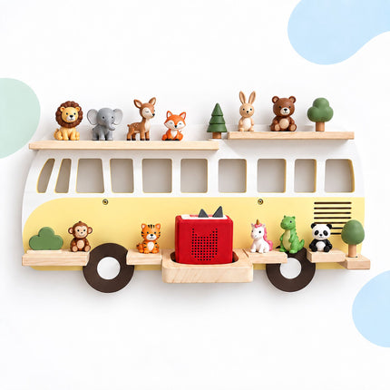 Toniebox Wall Shelf in Bus Design for Up to 25 Tonies, Magnetic, Yellow