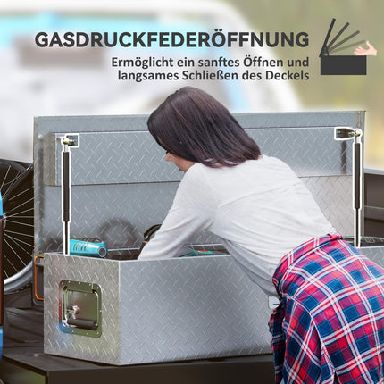 Aluminum tool box with lock and side handle, 99 x 33 x 25.5 cm