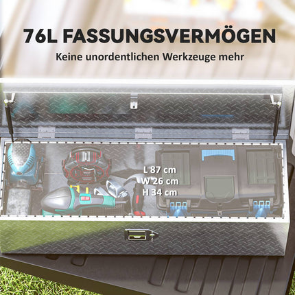 Aluminum tool box with lock and side handle, 99 x 33 x 25.5 cm