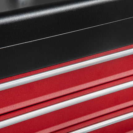 Steel tool box, lockable with handle, 3 drawers, black/red