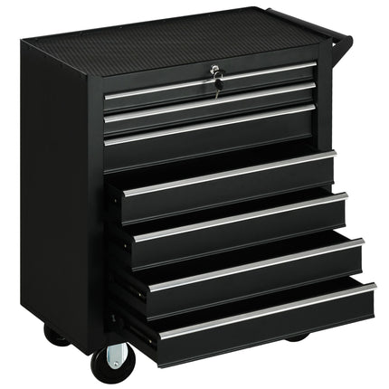 Tool Cart with 7 Drawers, Steel, Lockable, Black