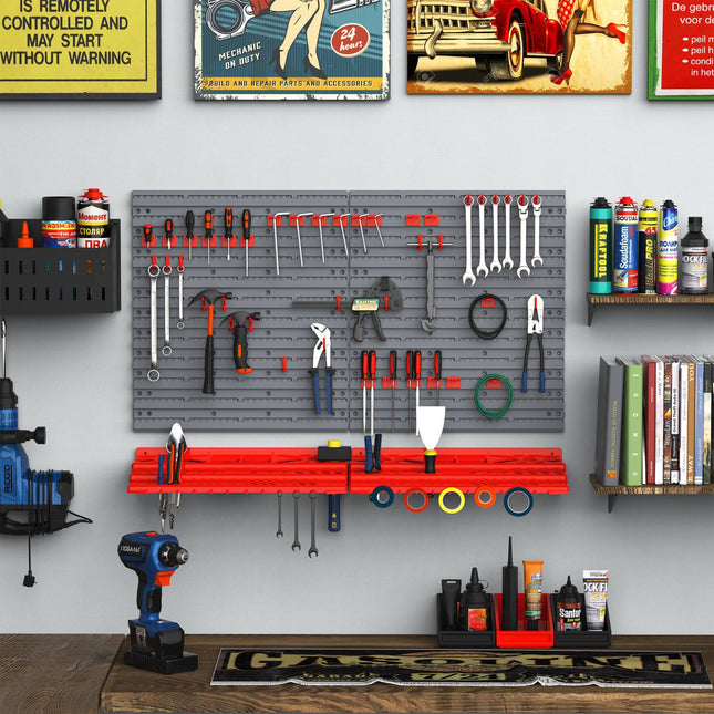 Werkzeughalter für die Werkstatt, grau/rot, 95.5X23X53.5 cm