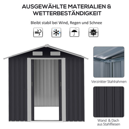 Gartenschuppen 2,6 m² mit Schiebetüren, Stahl, schwarz