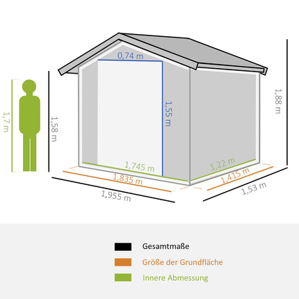 Gartenschuppen 2,6 m² mit Schiebetüren, Stahl, schwarz