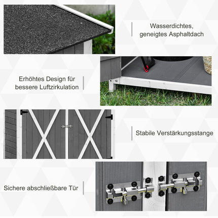 Gartenhaus, Fichte, Bitumendach, 2 Türen, grau und weiß