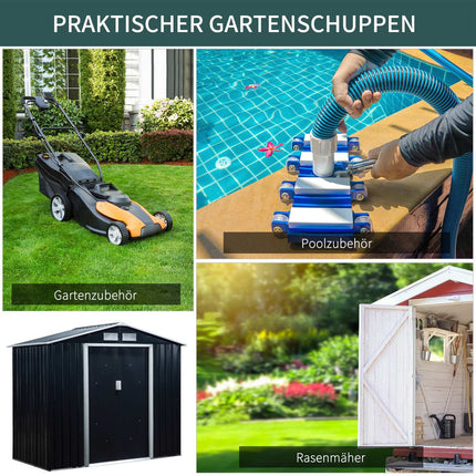 Wetterfester Garten-Metallschuppen mit Boden, 213x130x185 cm