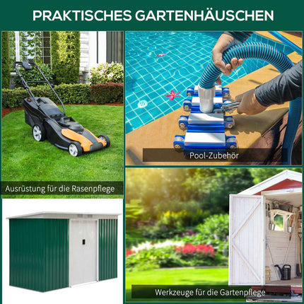 Gartenschuppen aus Stahl – Schiebetür, Ventil, 280 x 130 x 172 cm