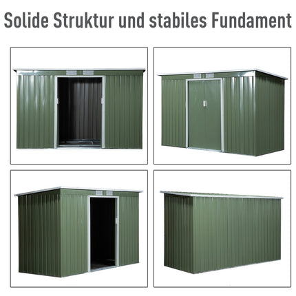 Gartenhaus aus Stahl, Schiebetür, Lüftungsfenster