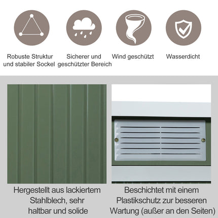 Gartenhaus aus Stahl, Schiebetür, Lüftungsfenster
