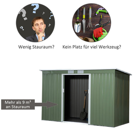 Gartenhaus aus Stahl, Schiebetür, Lüftungsfenster