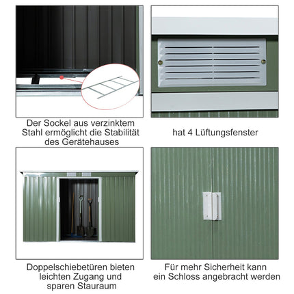 Gartenhaus aus Stahl, Schiebetür, Lüftungsfenster