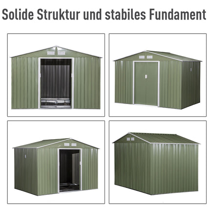 Metallgerätehaus mit Fundament, hellgrün, 277x195x192 cm