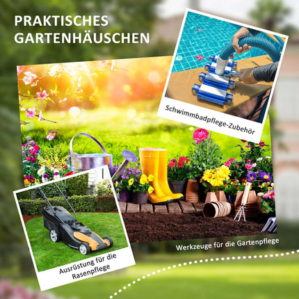 Gartenhaus aus Stahl, 4 m² mit Fenster und Schloss, dunkelgrau