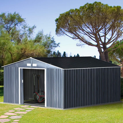 Metallgerätehaus mit Fundament, anthrazit, 340x386x200 cm