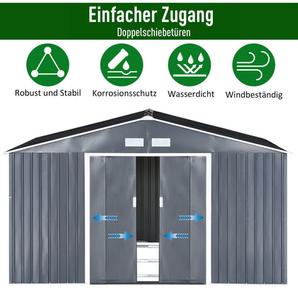 Metallgerätehaus mit Fundament, anthrazit, 340x386x200 cm