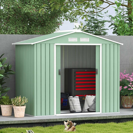 Steel garden tool shed, weatherproof, sliding doors, 213x130x185 cm