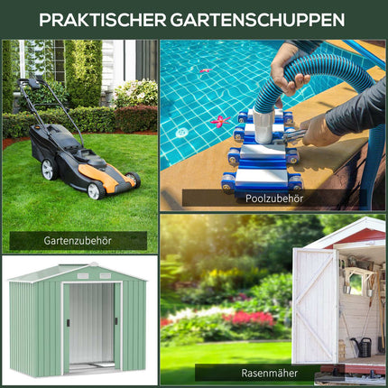 Steel garden tool shed, weatherproof, sliding doors, 213x130x185 cm