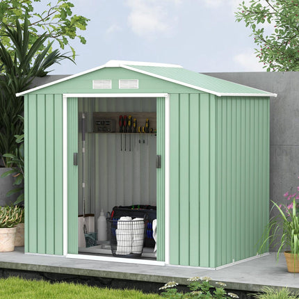 Steel garden tool shed, weatherproof, sliding doors, 213x130x185 cm