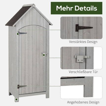 Holzgartenhaus, Satteldach, grau, 77,5x54,2x179,5 cm
