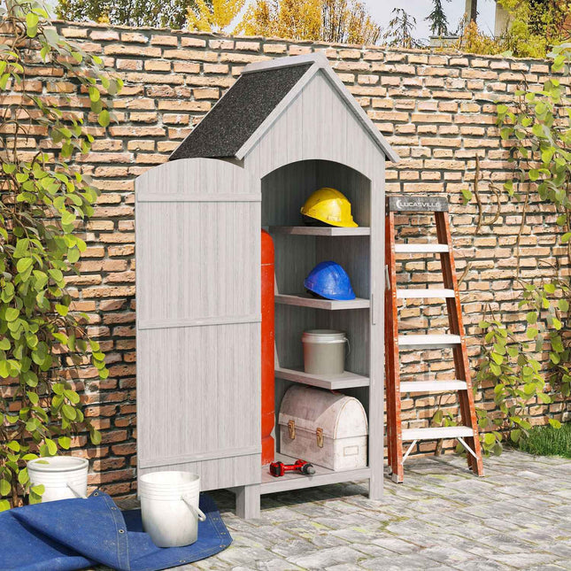 Holzgartenhaus, Satteldach, grau, 77,5x54,2x179,5 cm