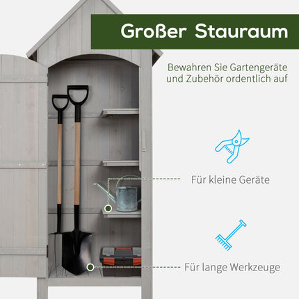 Holzgartenhaus, Satteldach, grau, 77,5x54,2x179,5 cm