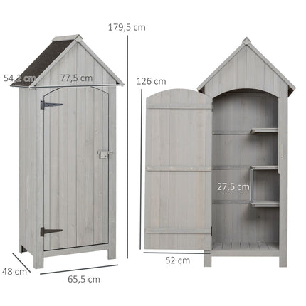 Holzgartenhaus, Satteldach, grau, 77,5x54,2x179,5 cm